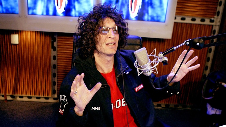 Howard Stern on the microphone at the Sirius studio in 2006