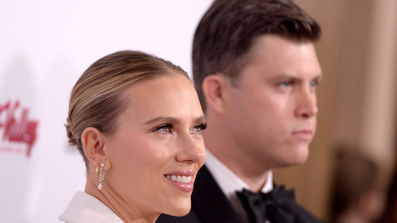 Scarlett Johansson and Colin Jost on the red carpet