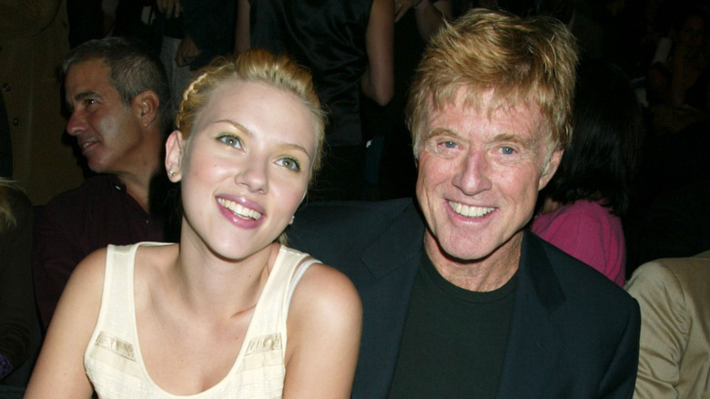 Scarlett Johansson and Robert Redford smiling