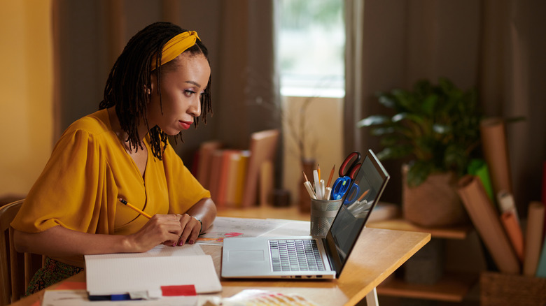 Woman working from home