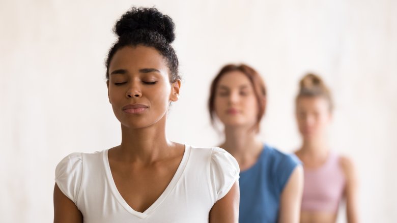 Women meditating