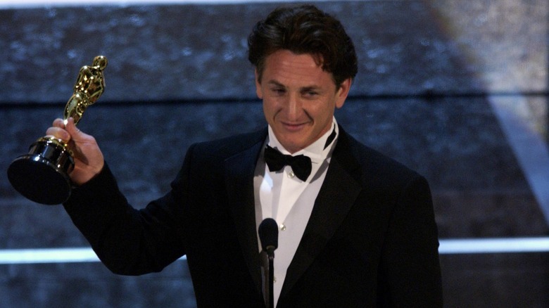 Sean Penn accepting his first Oscar in 2004