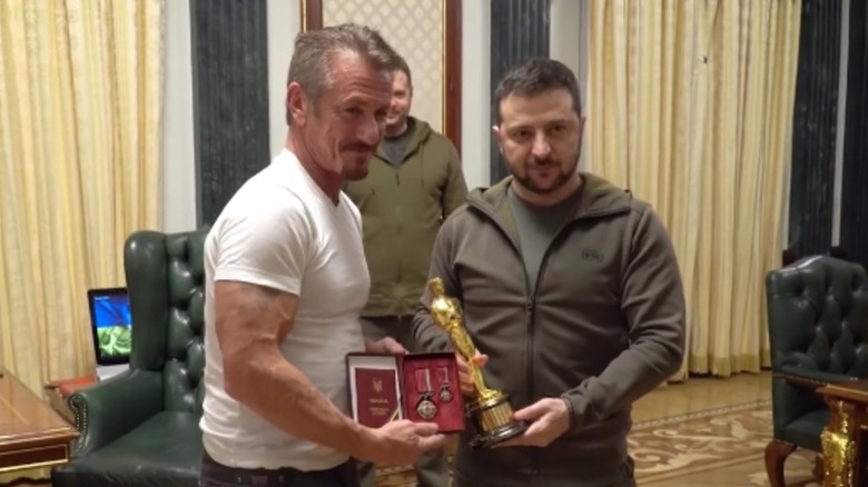 Sean Penn and Ukrainian President Volodymyr Zelenskyy in 2022