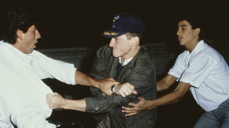 Sean Penn scuffling with paparazzi in 1986