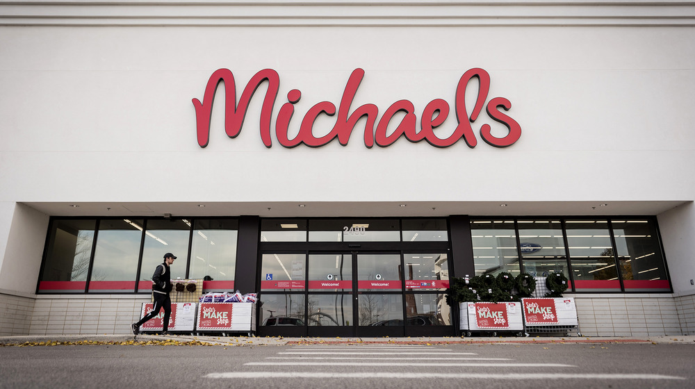 Michaels storefront on cloudy day