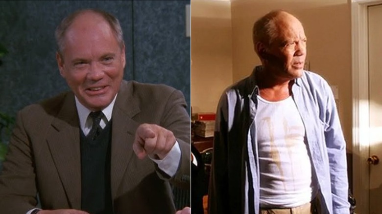 Split photo of Daniel von Bargen as Mr. Kruger on "Seinfeld" and as Maury in "London Betty"