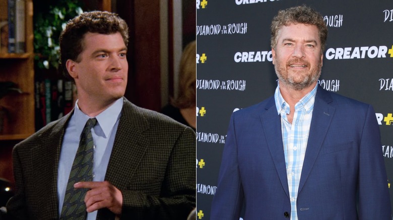 Split photo of Pat Finn as the party host in "Seinfeld" and at the "Diamond in the Rough" event in 2022