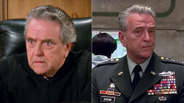 Split photo of Stanley Anderson as the judge in the "Seinfeld" finale and in "Spider-man" (2002)