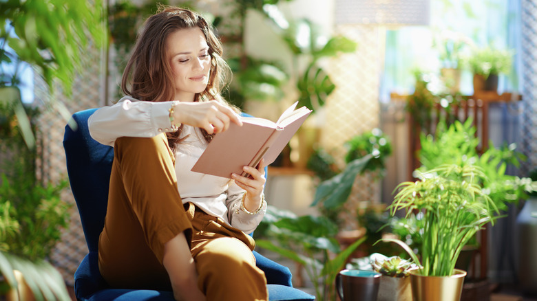 Woman reading a book