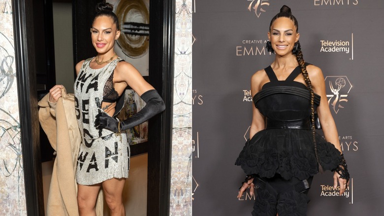 Two side-by-side images of Selling Sunset's Amanza Smith.