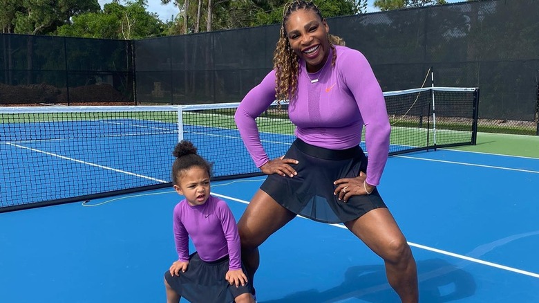 Olympia and Serena Williams pose