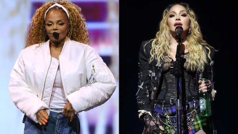 Side by side images of Janet Jackson and Madonna