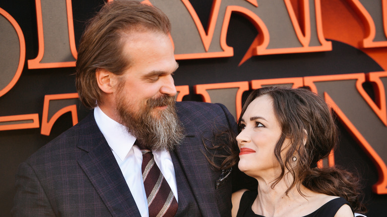 David Harbour and Winona Ryder at the 2019 Season 3 premiere of "Stranger Things"