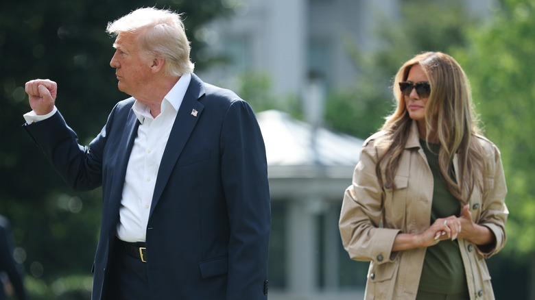 President Trump leaving the White House with First Lady Melania Trump on July 11, 2025