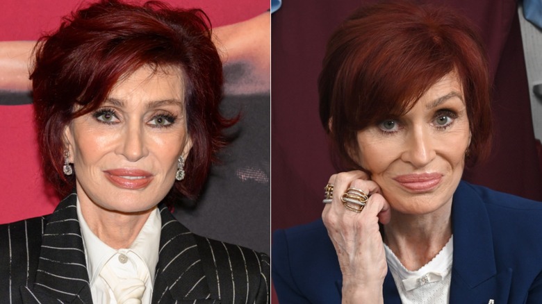 Sharon Osbourne attends the opening night of "Black Sabbath - The Ballet" at Birmingham Hippodrome on September 23, 2023 in Birmingham, England (2023); Sharon Osbourne attends the announcement of Black Sabbath's final show "Back To The Beginning" at Villa Park on February 05, 2025 in Birmingham, England (2025)