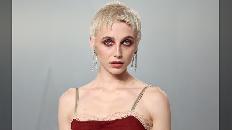 Emma Chamberlain with sparkly, dangly earings