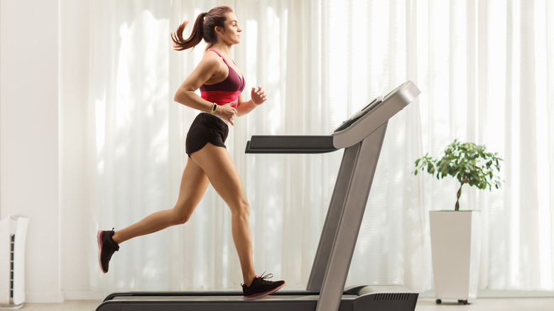 Woman running on the treadmill