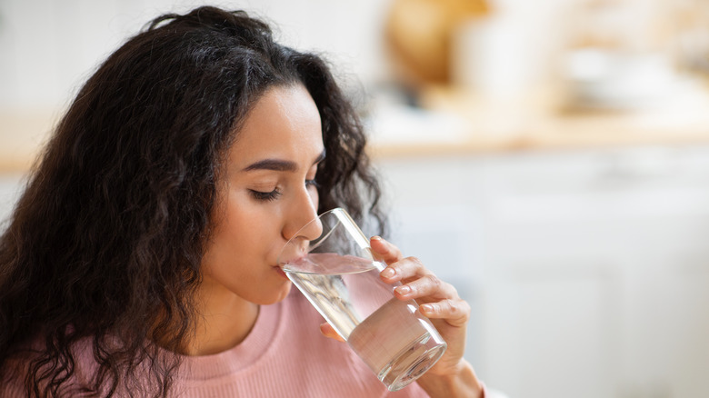 woman drinking water 