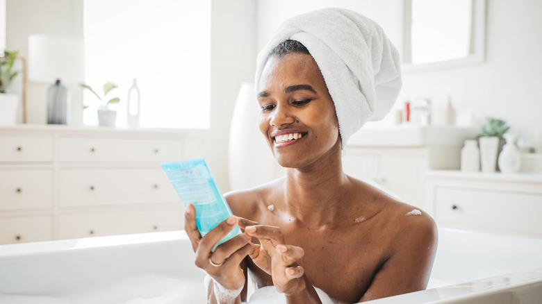 Woman in a bubble bath