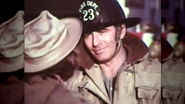 James Drury smiling in a 1974 episode of "Firehouse"