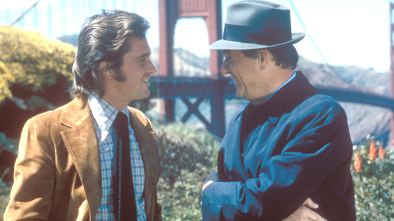 Michael Douglas and Karl Malden at the Golden Gate Bridge in 1975