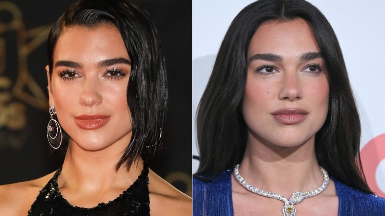 Side by side images of Dua Lipa in 2018 and 2026