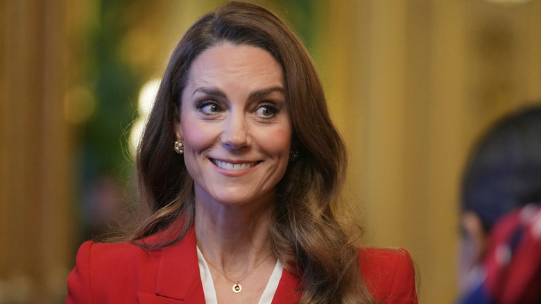 Britain's Catherine, Princess of Wales meets members of the England Women's rugby team at Windsor Castle on January 15, 2026 in Windsor, United Kingdom.