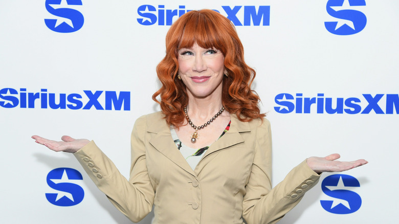 Kathy Griffin in a beige blazer