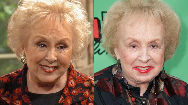 Side-by-side photos of relatively younger and older Doris Roberts
