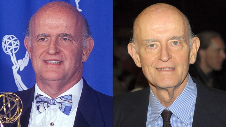side-by-side photos of relatively younger and older Peter Boyle
