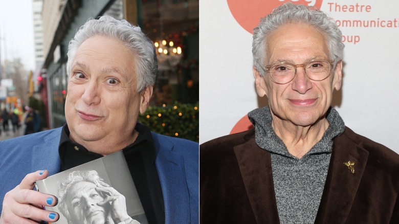 L: Harvey Fierstein poses at a dinner celebration for the release of his Knopf publishing memoir "I Was Better Last Night" at Cafe Fiorello on March 1, 2022 ; R: