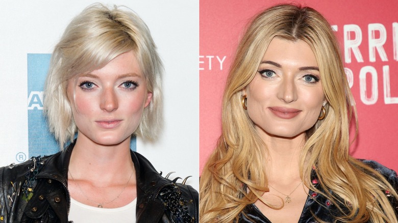 Split photo of Sophie Sumner circa 2012 & attending the "Merrily We Roll Along" premiere in 2025