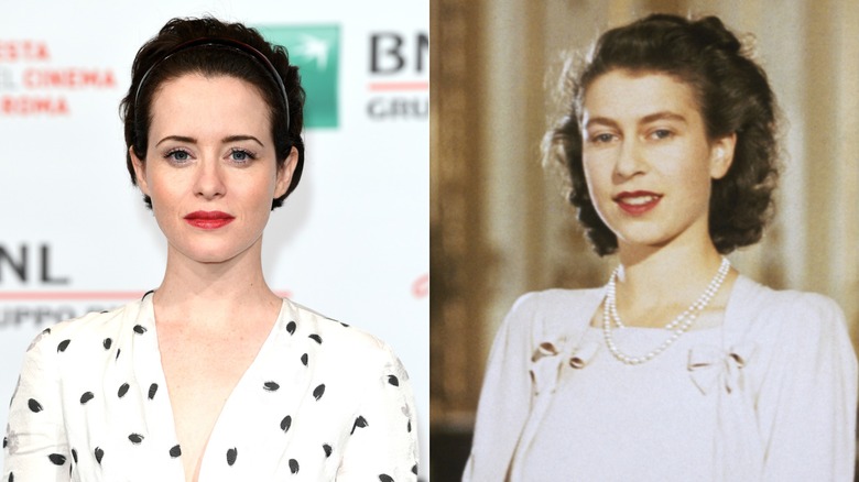 Claire Foy at the premiere of "The Girl in the Spider's Web" & a portrait of Queen Elizabeth