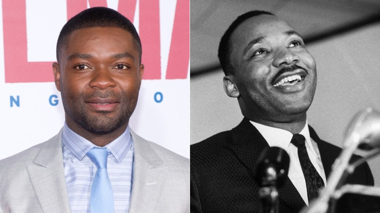 David Oyelowo at the premiere of "Selma" & Martin Luther King Jr. giving a speech at a rally