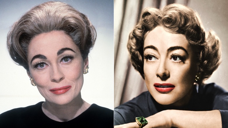 Faye Dunaway in 1981's "Mommy Dearest" & a portrait of Joan Crawford