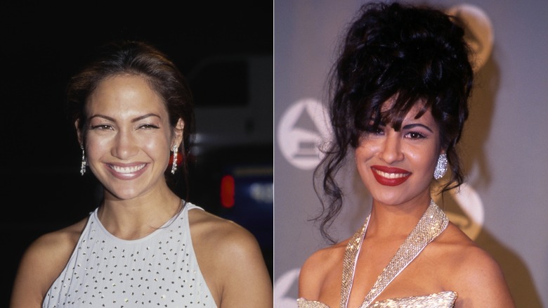 Jennifer Lopez at the 1997 premiere of "Selena" & Selena at the 1994 Grammy Awards