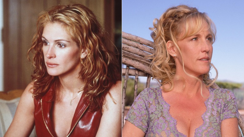 Julia Roberts in a still from "Erin Brockovich" & the real Erin Brockovich circa 2000