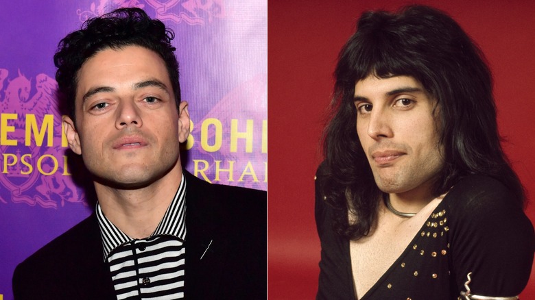 Rami Malek attends the 2018 premiere of "Bohemian Rhapsody" Freddie Mercury poses for a portrait in 1973