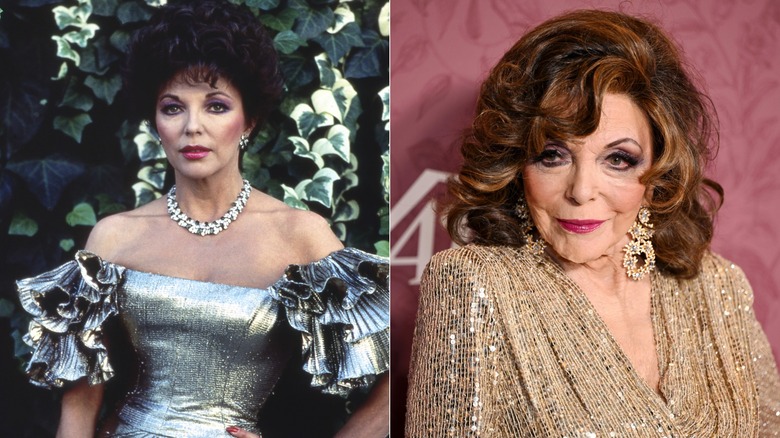 Joan Collins on the set of Dynasty & Joan Collins posing in the red carpet