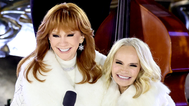 Reba McEntire and Kristin Chenoweth onstage at Rockefeller Center