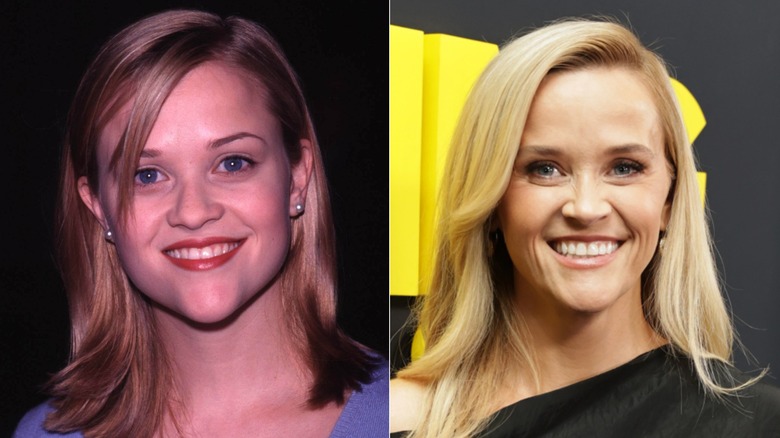 Side-by-side photos of Reese Witherspoon then and now