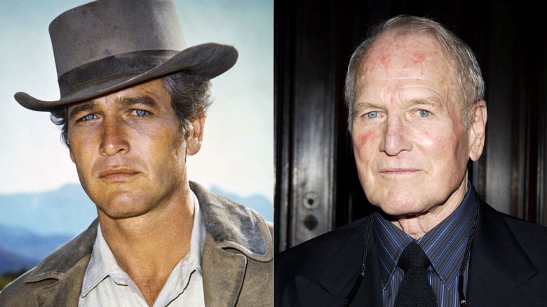 A split image of Paul Newman in Butch Cassidy & the Sundance Kid, and in the 2000s
