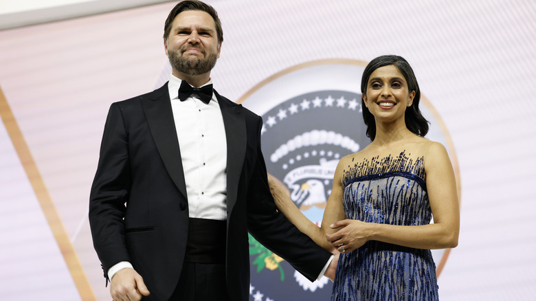 Usha Vance standing next to JD Vance at the 2025 Inauguration ball