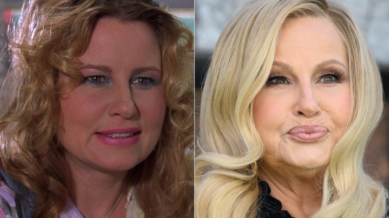 Two photos. The first is Jennifer Coolidge in Legally Blonde. The second is Jennifer Coolidge in 2025.