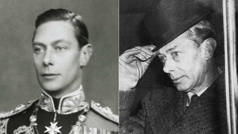 King George VI as a young man in 1937 and then again as an older man in the 1950s.