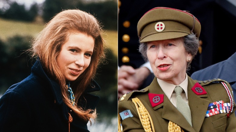 Princess Anne in 1970 at 19 years old and more recently in 2025.