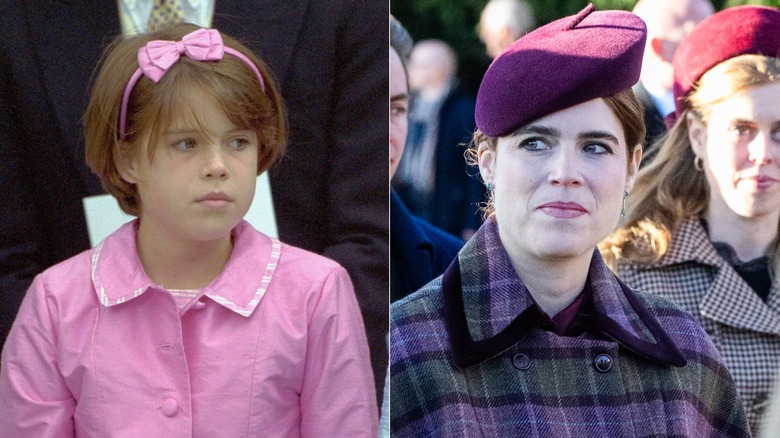 Princess Eugenie as a little girl in 2000 and more recently in 2025