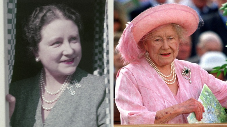 The Queen Mother in 1954 and toward the end of her life in 2000.
