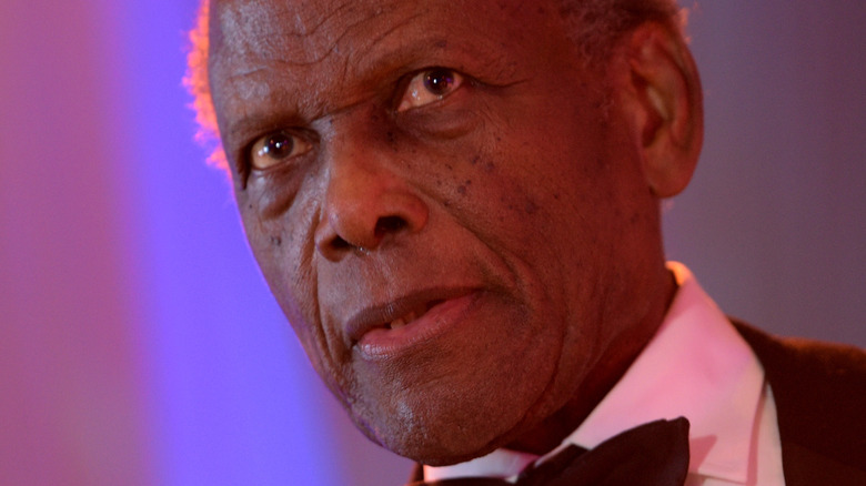 Sidney Poitier wearing a tuxedo