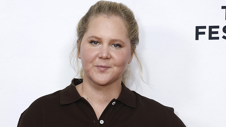 Amy Schumer black shirt head tilted